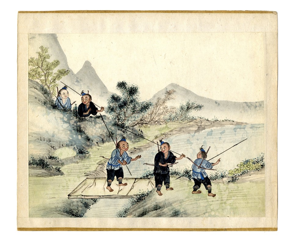 Quindici illustrazioni con scene agresti.