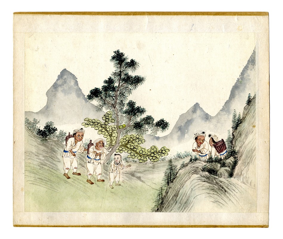 Quindici illustrazioni con scene agresti.