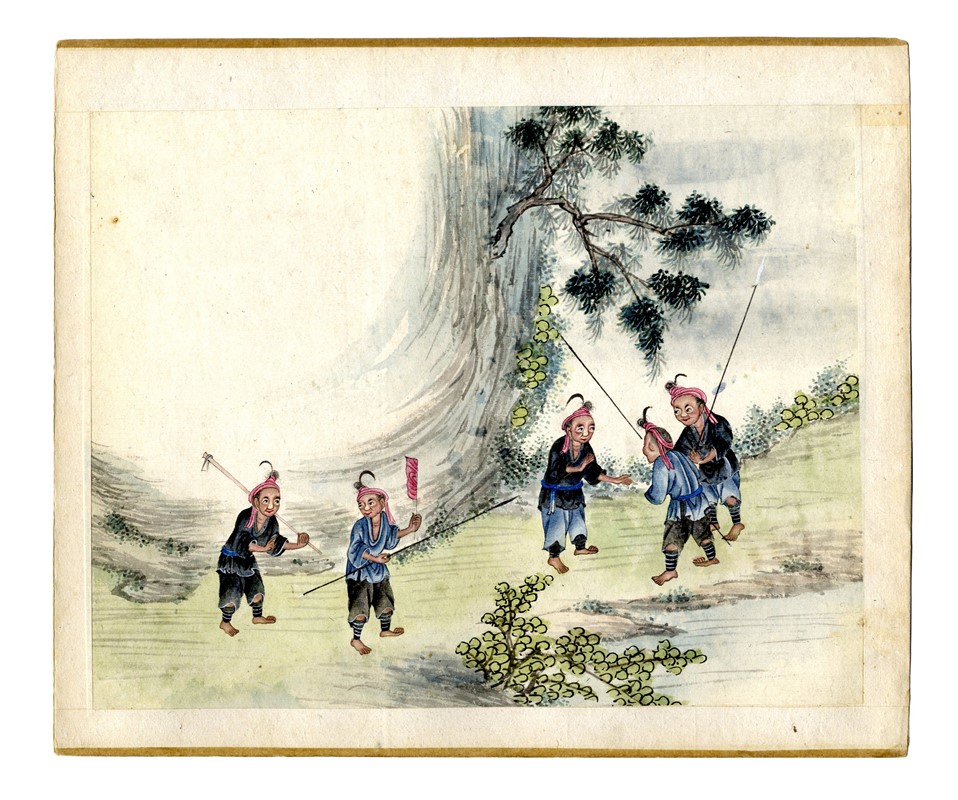 Quindici illustrazioni con scene agresti.