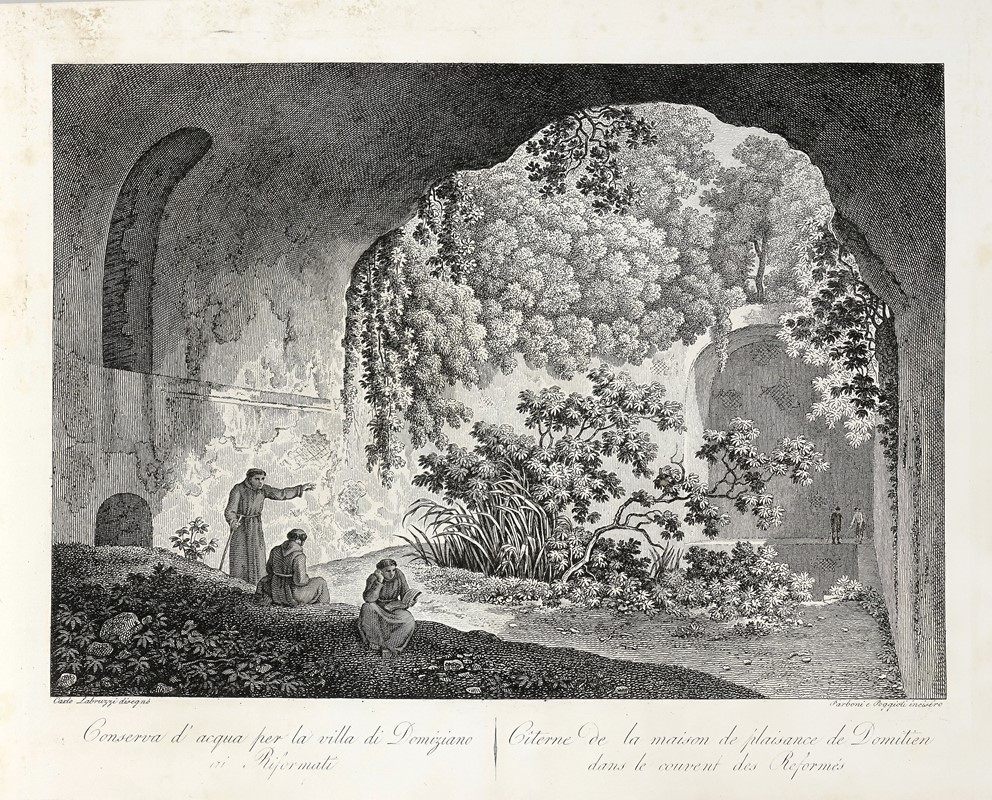 Vedute ed Avanzi dell'antica città di Albalonga ora Albano disegnati da C.o Labruzzi incisi da P....