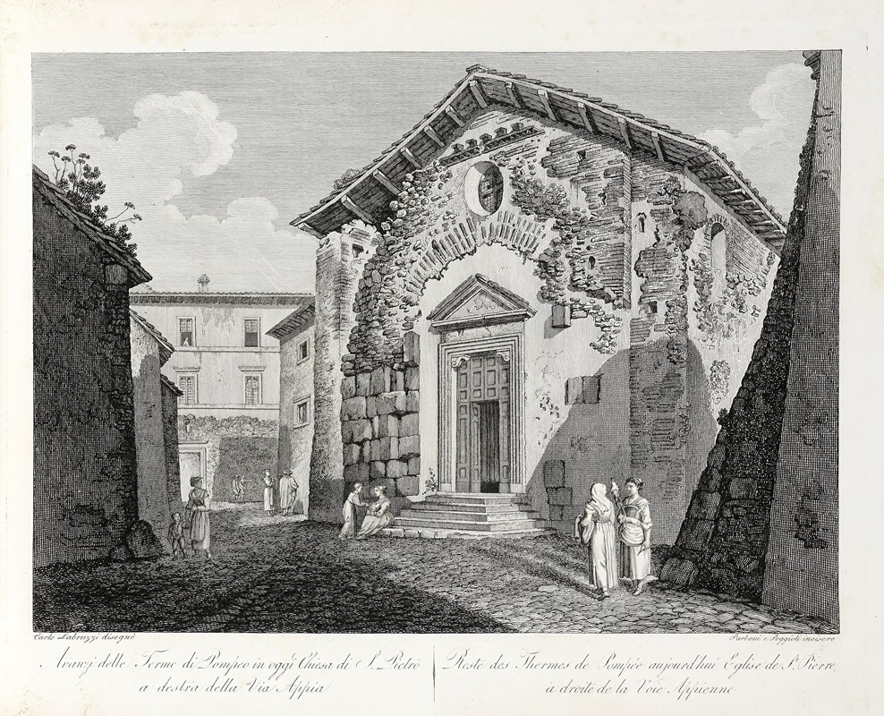 Vedute ed Avanzi dell'antica città di Albalonga ora Albano disegnati da C.o Labruzzi incisi da P....