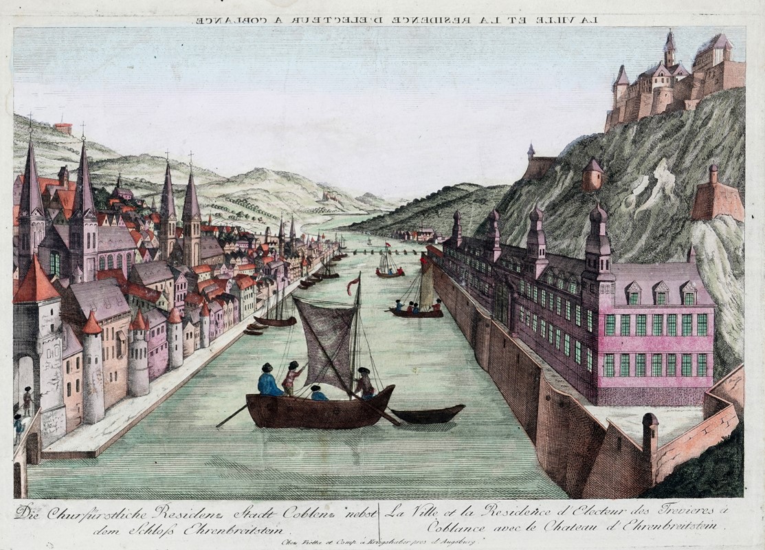 Die churfürstliche Residenz Stadt Coblenz nebst dem Schloss Ehrenbreitstein / La ville et la rési...