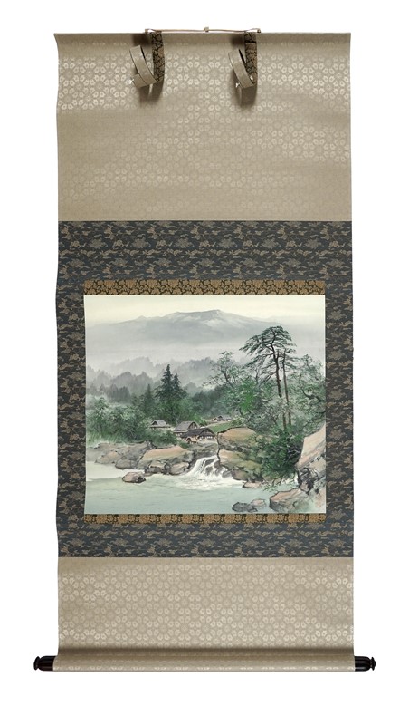 Due kakemono con vedute paesistiche.