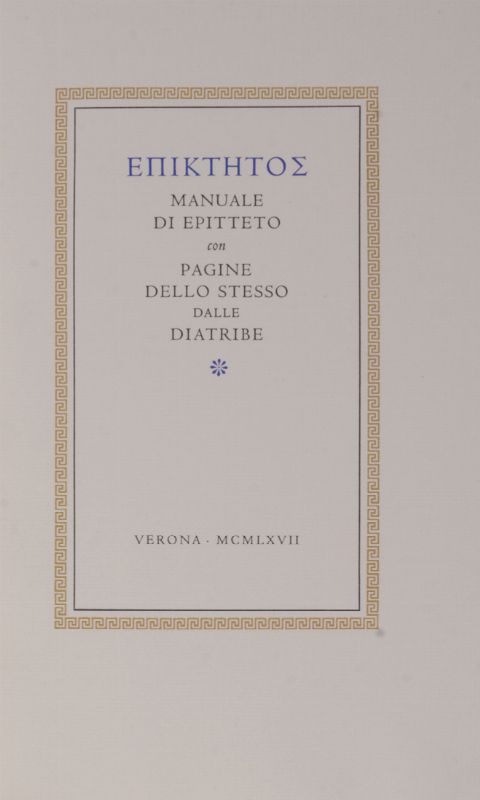 Epictetus : Manuale di Epitteto con pagine dello stesso dalle Diatribe.  Gaius Valerius Catullus - Asta Libri, manoscritti