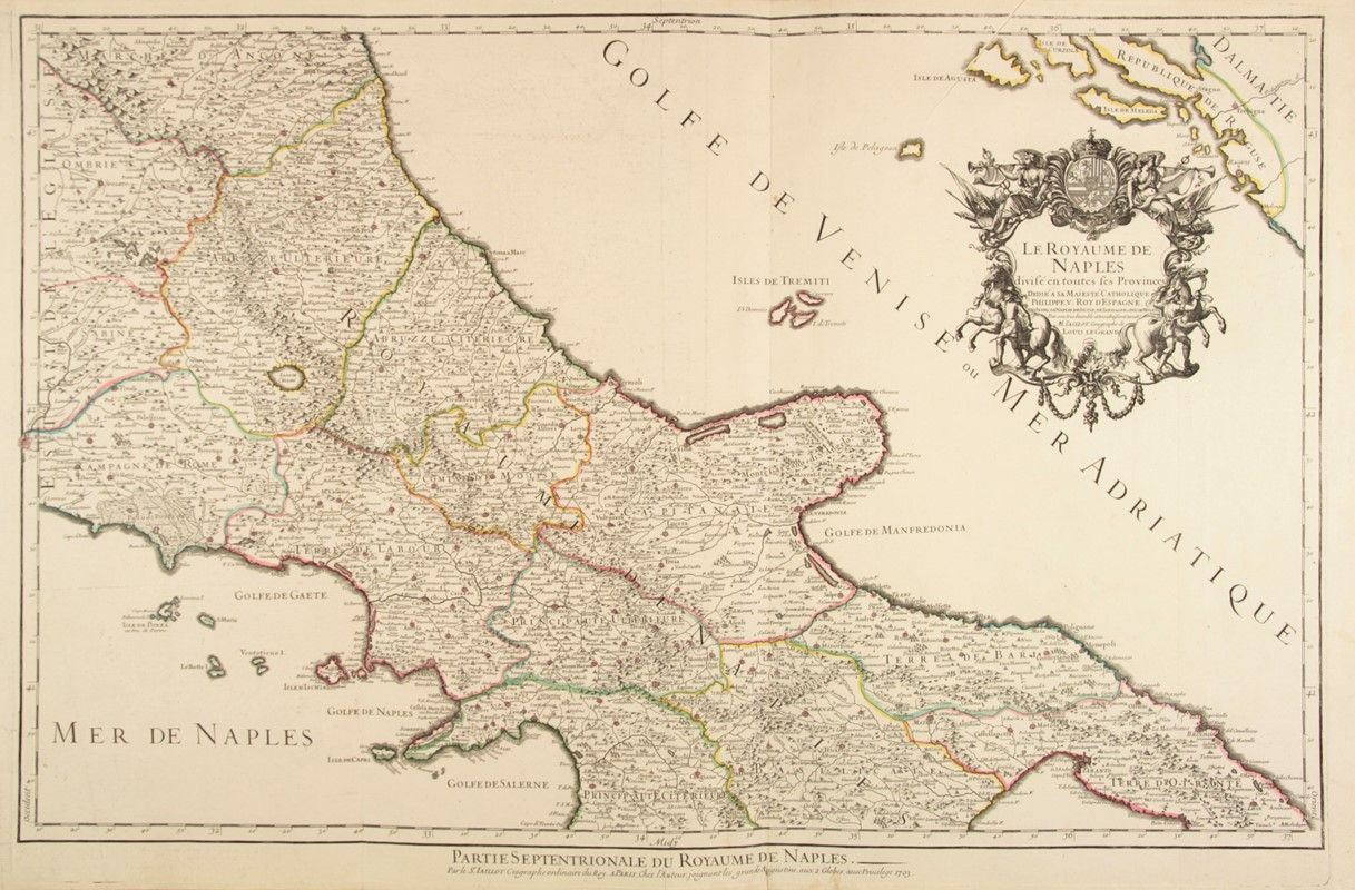 Jaillot Hubert : Le Royaume de Naples divisé en toutes ses Provinces ...