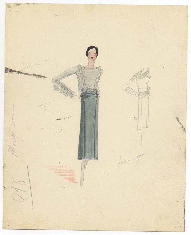 Jean Alexandre Patou Parigi 17 1936 Coppia Di Figurini Di Moda Asta Stampe E Disegni Libreria