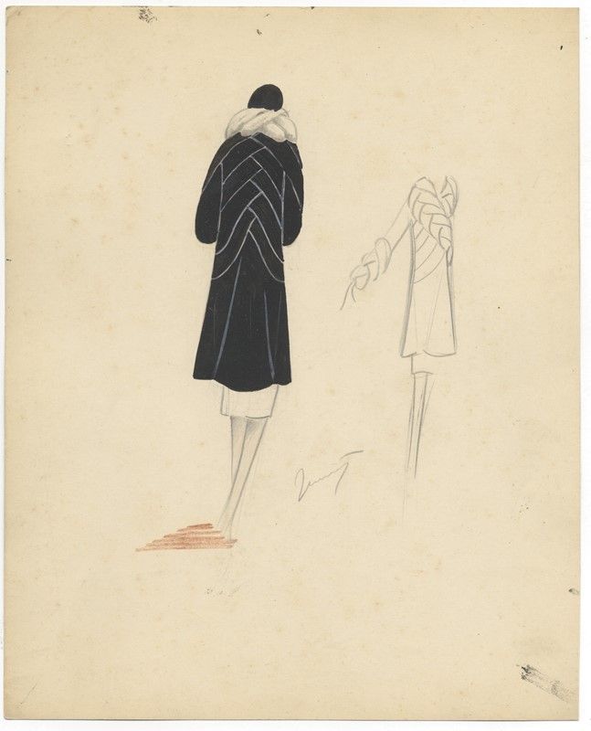 Jean Alexandre Patou Parigi 1887 1936 Coppia Di Figurini Di Moda Asta Stampe E Disegni Libreria