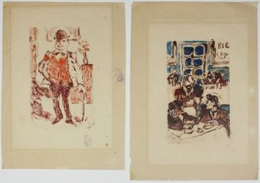  Gianni Vagnetti  (Firenze, 1897 - 1956) : Due illustrazioni a monotipo.  - Auction Timed Auction: Prints & drawings - Libreria Antiquaria Gonnelli - Casa d'Aste - Gonnelli Casa d'Aste