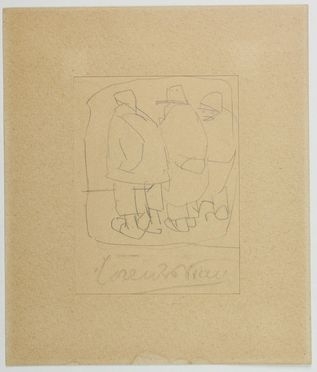 Lorenzo Viani  (Viareggio, 1882 - Ostia, 1936) : Tre personaggi.  - Asta Asta a tempo: Stampe & disegni - Libreria Antiquaria Gonnelli - Casa d'Aste - Gonnelli Casa d'Aste
