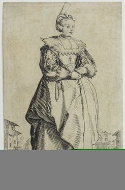  Jacques Callot  (Nancy, 1592 - 1635) : La dame à la petite coiffe relevée en arrière.  - Asta Asta a tempo: Stampe & disegni - Libreria Antiquaria Gonnelli - Casa d'Aste - Gonnelli Casa d'Aste