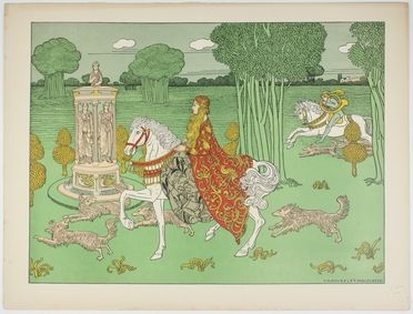  Charles Doudelet  (Lilla, 1861 - Gand, 1938) : La chatelaine.  - Auction Timed Auction: Prints & drawings - Libreria Antiquaria Gonnelli - Casa d'Aste - Gonnelli Casa d'Aste
