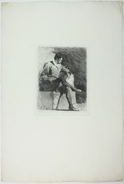  Gioacchino Banfi  (1851 - 1885) : Uomo seduto in costume secentesco.  - Asta Asta a tempo: Stampe & disegni - Libreria Antiquaria Gonnelli - Casa d'Aste - Gonnelli Casa d'Aste