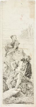  Giandomenico Tiepolo  (Venezia,, 1726 - 1804) : Uomo seduto e donna che porta un vaso.  - Asta Manoscritti, Libri, Autografi, Stampe & Disegni - Libreria Antiquaria Gonnelli - Casa d'Aste - Gonnelli Casa d'Aste