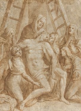  Lorenzo Sabatini  (Bologna, 1530 - Roma, 1576) [attribuito a] : Cristo deposto dalla Croce.  - Asta Manoscritti, Libri, Autografi, Stampe & Disegni - Libreria Antiquaria Gonnelli - Casa d'Aste - Gonnelli Casa d'Aste