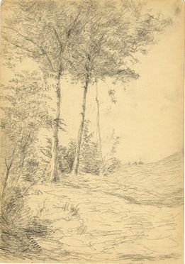  Angelo Torchi  (Massalombarda, 1856 - 1915) : Paesaggio con alberi.  - Auction Books, Prints and Drawings - Libreria Antiquaria Gonnelli - Casa d'Aste - Gonnelli Casa d'Aste