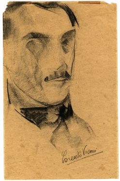  Lorenzo Viani  (Viareggio, 1882 - Ostia, 1936) : Ritratto di ufficiale con baffi.  - Auction Books, Prints and Drawings - Libreria Antiquaria Gonnelli - Casa d'Aste - Gonnelli Casa d'Aste