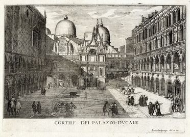  Luca Carlevarijs  (Udine, 1663 - Venezia, 1730) : Cortile del Palazzo Ducale.  - Asta Libri, Grafica - Libreria Antiquaria Gonnelli - Casa d'Aste - Gonnelli Casa d'Aste