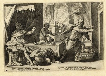  Hendrik Goltzius  (Mhlbracht,, 1558 - Haarlem,, 1617) : Licaone mutato in lupo.  (Ovidio, Metamorfosi, I, 209-243).  - Asta Libri, Grafica - Libreria Antiquaria Gonnelli - Casa d'Aste - Gonnelli Casa d'Aste