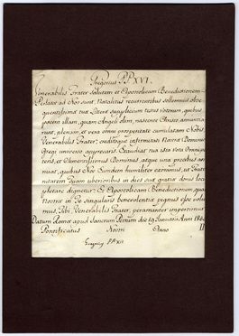  Gregorius [papa XVI] : Lettera con firma autografa.  - Asta Libri, Grafica - Libreria Antiquaria Gonnelli - Casa d'Aste - Gonnelli Casa d'Aste