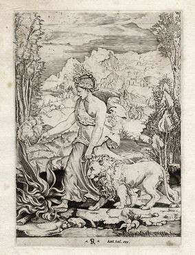  Marco Dente  (Ravenna (?),,  - Roma,, 1527) : Allegoria della Fortezza.  - Asta Libri, Grafica - Libreria Antiquaria Gonnelli - Casa d'Aste - Gonnelli Casa d'Aste