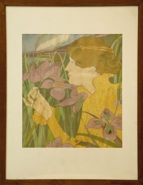  Georges Bottini  (Parigi, 1874 - 1907) : La femme aux iris.  - Auction Design, Prints & Drawings - Libreria Antiquaria Gonnelli - Casa d'Aste - Gonnelli Casa d'Aste