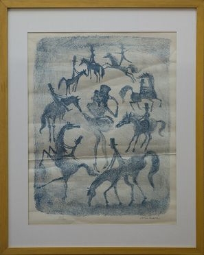  Mino Maccari  (Siena, 1898 - Roma, 1989) : Ballerina e cavalieri.  - Auction Design, Prints & Drawings - Libreria Antiquaria Gonnelli - Casa d'Aste - Gonnelli Casa d'Aste