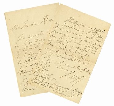  Liszt Franz : Lunga lettera autografa firmata inviata a Giulio Ricordi.  - Asta Libri, manoscritti e autografi - Libreria Antiquaria Gonnelli - Casa d'Aste - Gonnelli Casa d'Aste