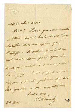  Merim Prosper : Lettera autografa firmata inviata a Monsieur Mallac.  - Asta Libri, manoscritti e autografi - Libreria Antiquaria Gonnelli - Casa d'Aste - Gonnelli Casa d'Aste