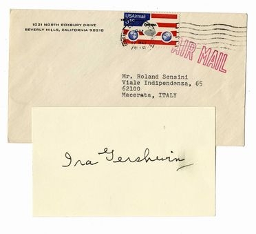  Gershwin Ira : Biglietto con firma autografa.  - Asta Libri, manoscritti e autografi - Libreria Antiquaria Gonnelli - Casa d'Aste - Gonnelli Casa d'Aste