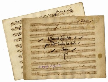 Quintetto Concertato / per due violini due viole e / Basso.  - Asta Libri, manoscritti e autografi - Libreria Antiquaria Gonnelli - Casa d'Aste - Gonnelli Casa d'Aste