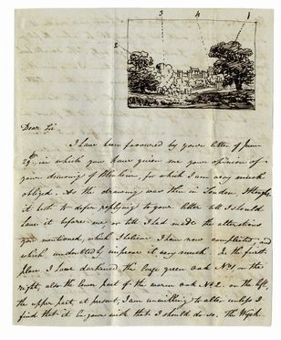  Turner William (of Oxford) : Lettera autografa firmata. Con uno schizzo pittorico di mano di Turner.  - Asta Libri, manoscritti e autografi - Libreria Antiquaria Gonnelli - Casa d'Aste - Gonnelli Casa d'Aste
