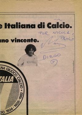  Maradona Diego Armando : Dedica e firma autografa su Gazzetta dello Sport.  - Auction BOOKS, MANUSCRIPTS AND AUTOGRAPHS - Libreria Antiquaria Gonnelli - Casa d'Aste - Gonnelli Casa d'Aste