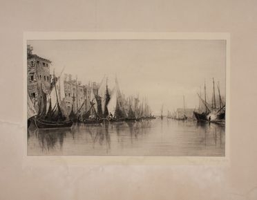  John Henry Bradley  (Hagley, 1832) : The Quay Chioggia.  - Auction Prints and Drawings XVI-XX century, Paintings of the 19th-20th centuries - Libreria Antiquaria Gonnelli - Casa d'Aste - Gonnelli Casa d'Aste