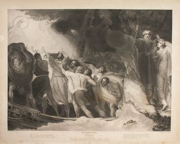  Benjamin Smith  (Londra, 1754 - 1833) : The Tempest. Act I, Scene II. The Enchanted Island: Before the Cell of Prospero - Prospero and Miranda. Da George Romney.  - Auction Prints and Drawings XVI-XX century, Paintings of the 19th-20th centuries - Libreria Antiquaria Gonnelli - Casa d'Aste - Gonnelli Casa d'Aste
