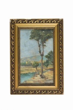  Emilio Lapi  (Firenze, 1822 - 1898) : Paesaggio.  - Auction Prints and Drawings XVI-XX century, Paintings of the 19th-20th centuries - Libreria Antiquaria Gonnelli - Casa d'Aste - Gonnelli Casa d'Aste