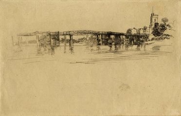  James Whistler Abbott McNeill  (Lowell, 1834 - Londra, 1903) : The little Puttney nI (Putney Bridge).  - Auction Prints and Drawings XVI-XX century, Paintings of the 19th-20th centuries - Libreria Antiquaria Gonnelli - Casa d'Aste - Gonnelli Casa d'Aste