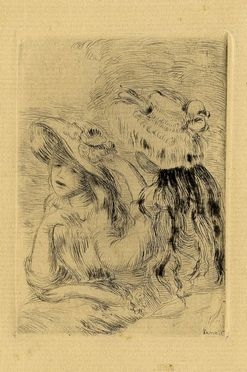  Pierre Auguste Renoir  (Limoges, 1841 - Cagnes, 1919) : Le chapeau pingl. La fille de Berthe Morisot et sa cousine.  - Asta Stampe e Disegni XVI-XX secolo, Dipinti dell'800 e del '900. - Libreria Antiquaria Gonnelli - Casa d'Aste - Gonnelli Casa d'Aste