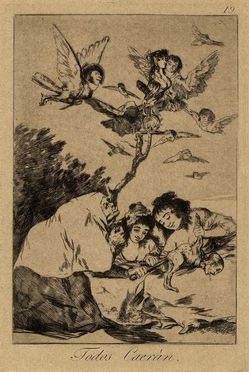  Francisco Goya y Lucientes  (Fuendetodos,, 1746 - Bordeaux,, 1828) : Todos caern (Tutti cadranno).  - Auction Prints and Drawings XVI-XX century, Paintings of the 19th-20th centuries - Libreria Antiquaria Gonnelli - Casa d'Aste - Gonnelli Casa d'Aste