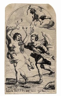  Willem Panneels  (Anversa, 1590 - 1634) : Apollo e Dafne. Da Peter Paul Rubens.  - Auction Prints and Drawings XVI-XX century, Paintings of the 19th-20th centuries - Libreria Antiquaria Gonnelli - Casa d'Aste - Gonnelli Casa d'Aste