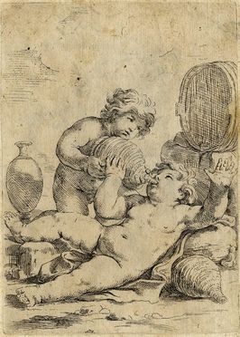  Lorenzo Loli  (Bologna, 1612 - 1691) : Baccanale di putti.  - Auction Prints and Drawings XVI-XX century, Paintings of the 19th-20th centuries - Libreria Antiquaria Gonnelli - Casa d'Aste - Gonnelli Casa d'Aste