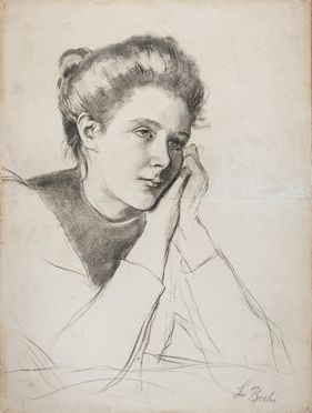  Luigi Bechi  (Firenze, 1830 - 1919) : Ritratto di giovane donna.  - Asta Stampe, Disegni e Dipinti dal XVI al XX secolo - Libreria Antiquaria Gonnelli - Casa d'Aste - Gonnelli Casa d'Aste