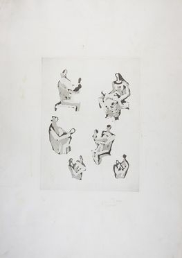  Henry Moore  (Castleford, 1898 - Much Hadham, 1986) : Six mother and child studies.  - Auction Prints, Drawings and Paintings from 16th until 20th centuries - Libreria Antiquaria Gonnelli - Casa d'Aste - Gonnelli Casa d'Aste