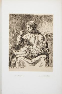  Jean-Franois Millet  (Grville-Hague, 1814 - Barbizon, 1875) : La bouillie.  - Asta Stampe, Disegni e Dipinti dal XVI al XX secolo - Libreria Antiquaria Gonnelli - Casa d'Aste - Gonnelli Casa d'Aste