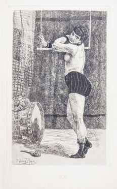  Flicien Rops  (Namur, 1833 - Essonnes, 1898) : La femme au trapze.  - Auction Prints, Drawings and Paintings from 16th until 20th centuries - Libreria Antiquaria Gonnelli - Casa d'Aste - Gonnelli Casa d'Aste