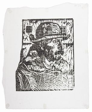  Moses Levy  (Tunisi, 1885 - Viareggio, 1968) : Uomo con cappello.  - Asta Stampe, Disegni e Dipinti dal XVI al XX secolo - Libreria Antiquaria Gonnelli - Casa d'Aste - Gonnelli Casa d'Aste