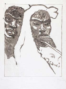  Moses Levy  (Tunisi, 1885 - Viareggio, 1968) : Ritratto di due arabe.  - Asta Stampe, Disegni e Dipinti dal XVI al XX secolo - Libreria Antiquaria Gonnelli - Casa d'Aste - Gonnelli Casa d'Aste