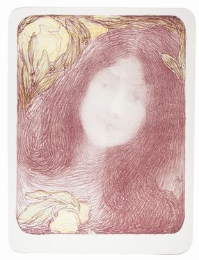  Edmond Franois Aman-Jean  (Chevry-Cossigny, 1860 - 1935) : Sous les fleurs.  - Asta Stampe, Disegni e Dipinti dal XVI al XX secolo - Libreria Antiquaria Gonnelli - Casa d'Aste - Gonnelli Casa d'Aste