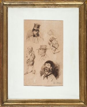  French school, 19th century : Serie di caricature.  - Auction Prints, Drawings and Paintings from 16th until 20th centuries - Libreria Antiquaria Gonnelli - Casa d'Aste - Gonnelli Casa d'Aste