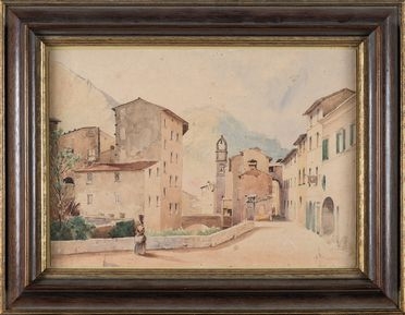  Franois Bensa  (Nizza, 1811 - 1895) : Paese delle Alpi Marittime.  - Auction Prints, Drawings and Paintings from 16th until 20th centuries - Libreria Antiquaria Gonnelli - Casa d'Aste - Gonnelli Casa d'Aste