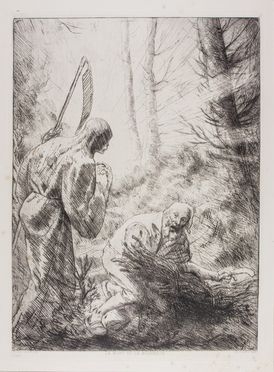  Alphonse Legros  (Digione, 1837 - Watford, 1911) : Lotto di sei incisioni.  - Auction Prints, Drawings and Paintings from 16th until 20th centuries - Libreria Antiquaria Gonnelli - Casa d'Aste - Gonnelli Casa d'Aste